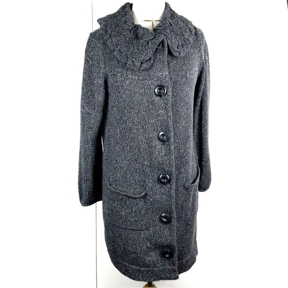 Alfani Jackets & Blazers - Alfani Gray Long Sleeve Ruffle Collar Pea Coat w/ Pockets | Size M
